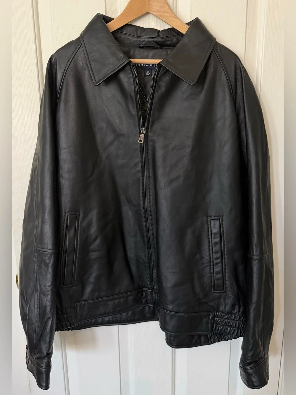 Tommy Hilfiger Black Leather Bomber Jacket